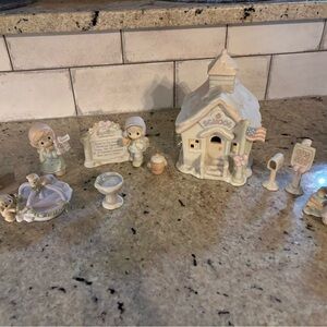 “Precious Moments” Ceramic Schoolhouse Figurine Set